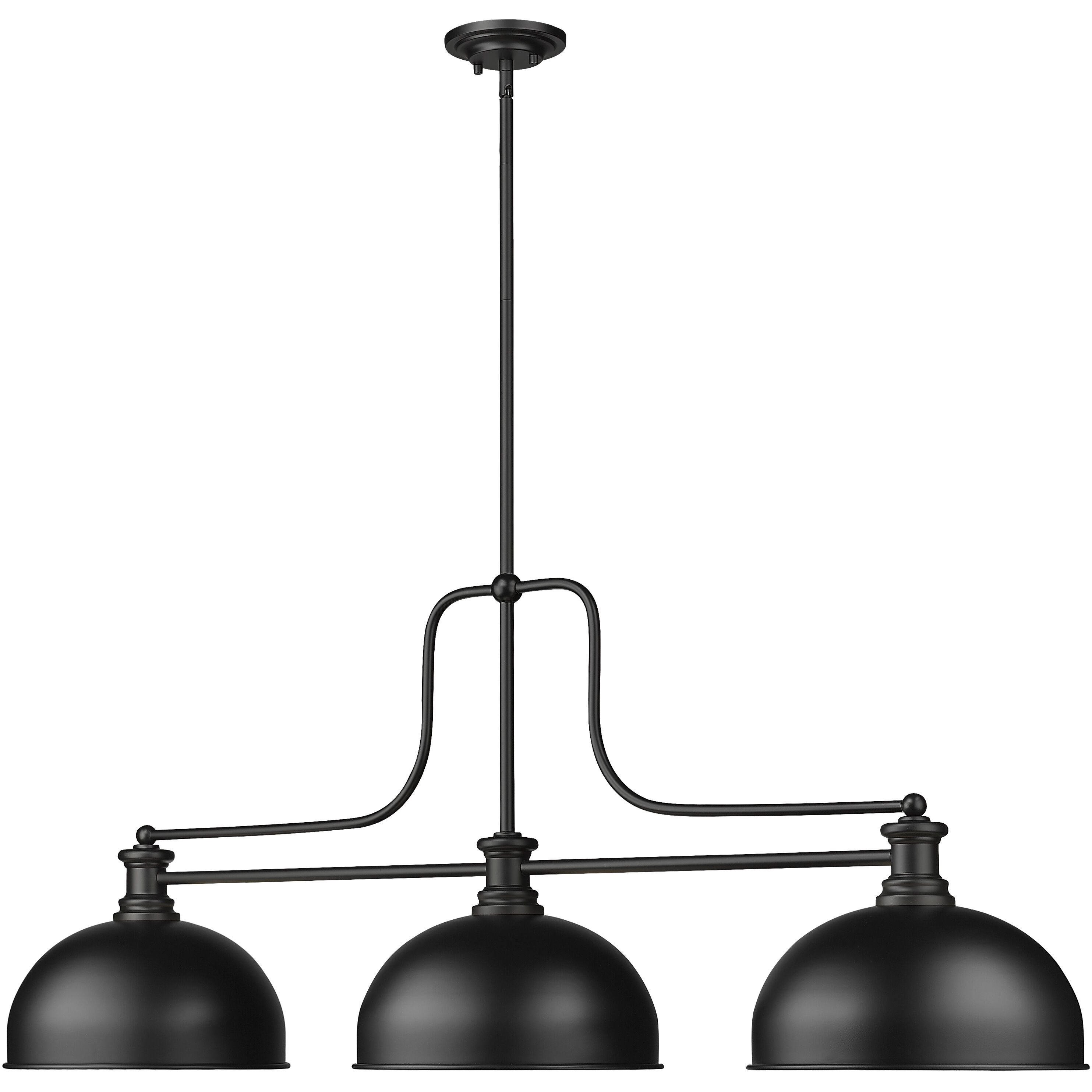 Melange 3 Light 52 inch Matte Black Billiard Ceiling Light in Matte Opal Glass
