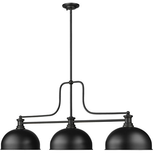 Melange 3 Light 52 inch Matte Black Billiard Ceiling Light in Matte Opal Glass