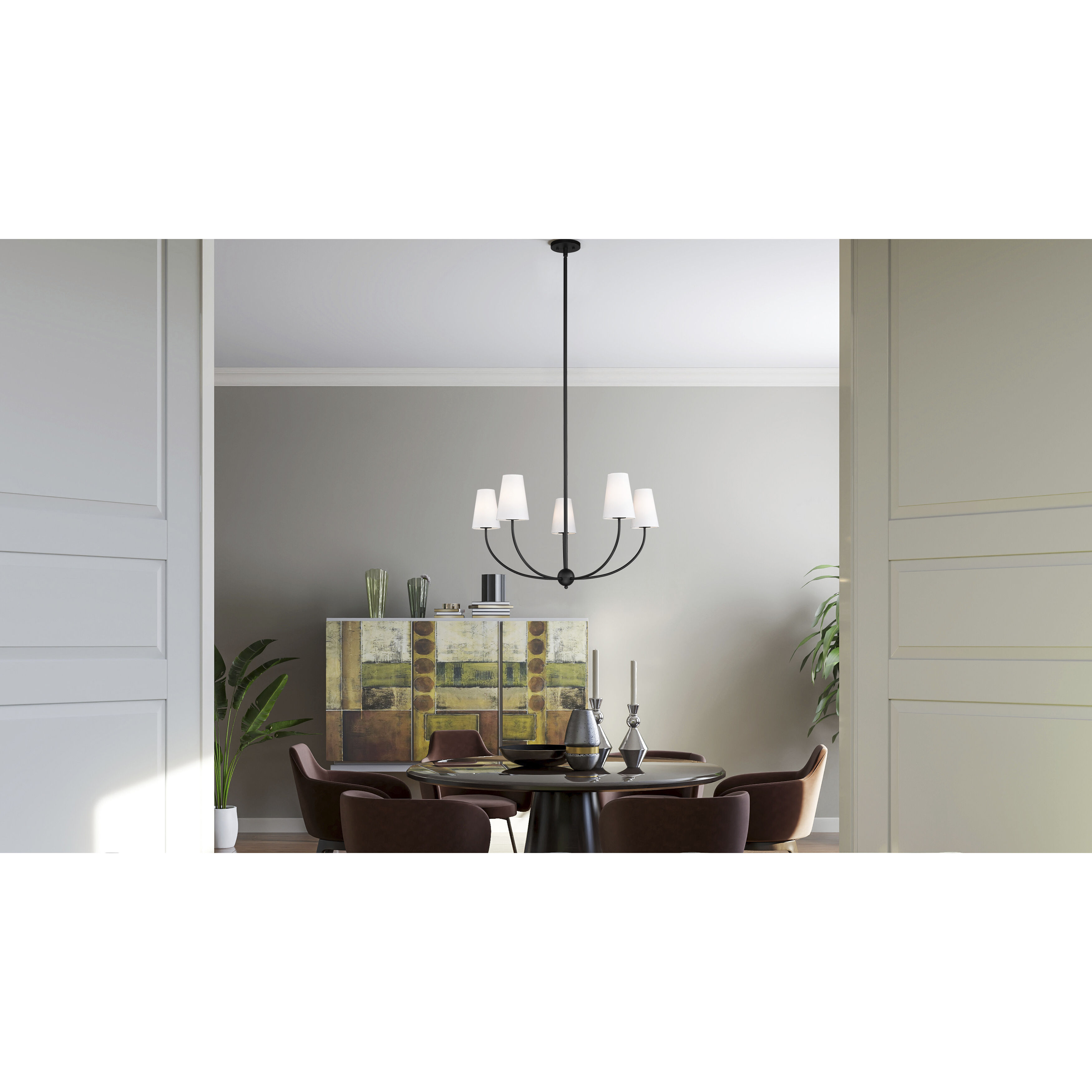 Shannon 5 Light 32 inch Matte Black Chandelier Ceiling Light