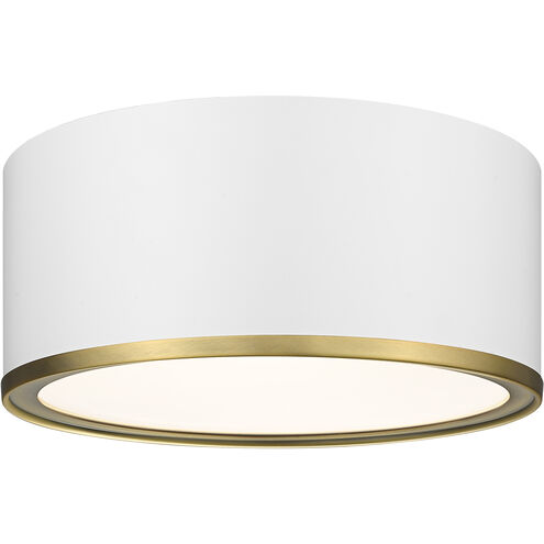 Arlo 2 Light 12.25 inch Matte White and Rubbed Brass Flush Mount Ceiling Light