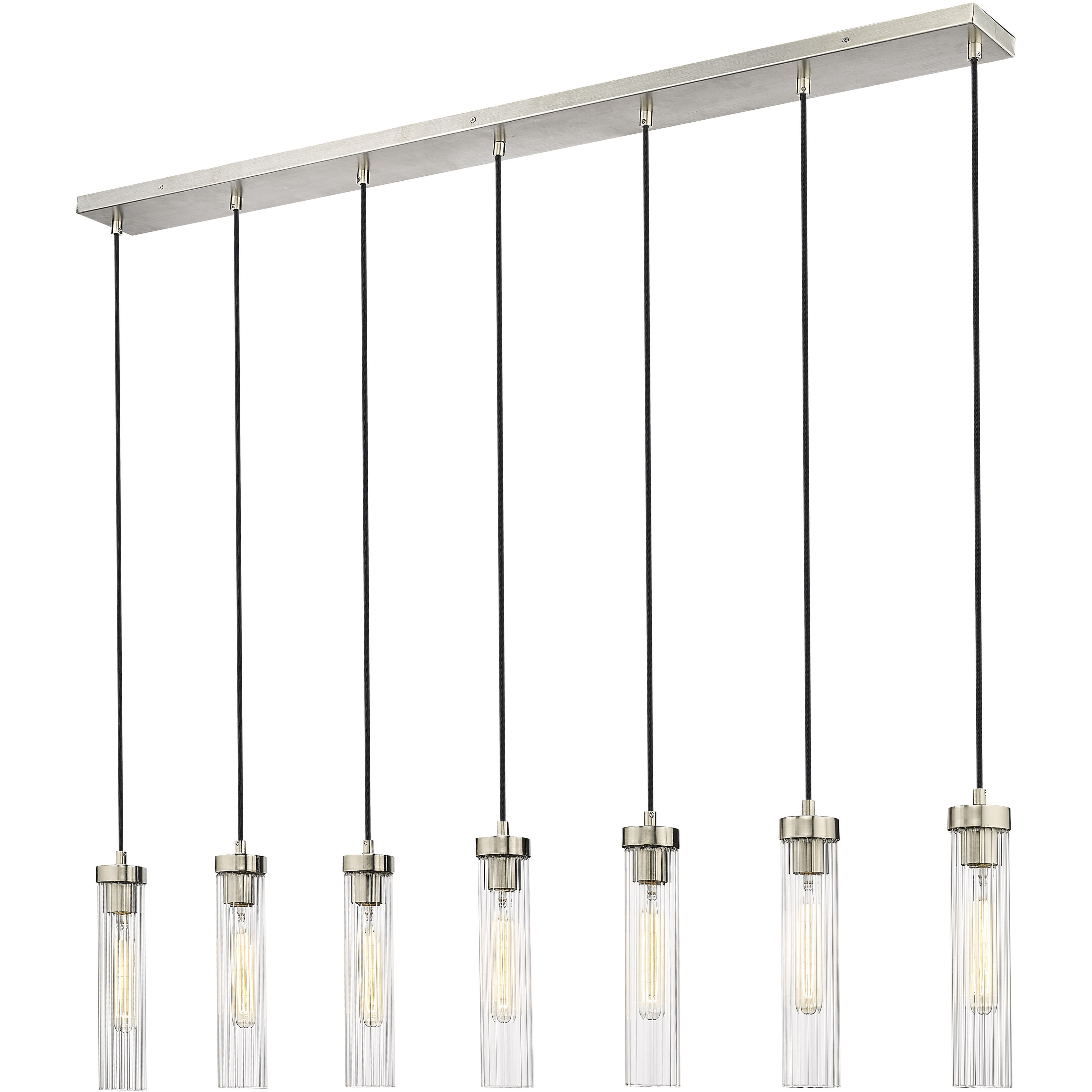 Beau 7 Light 54 inch Brushed Nickel Linear Chandelier Ceiling Light