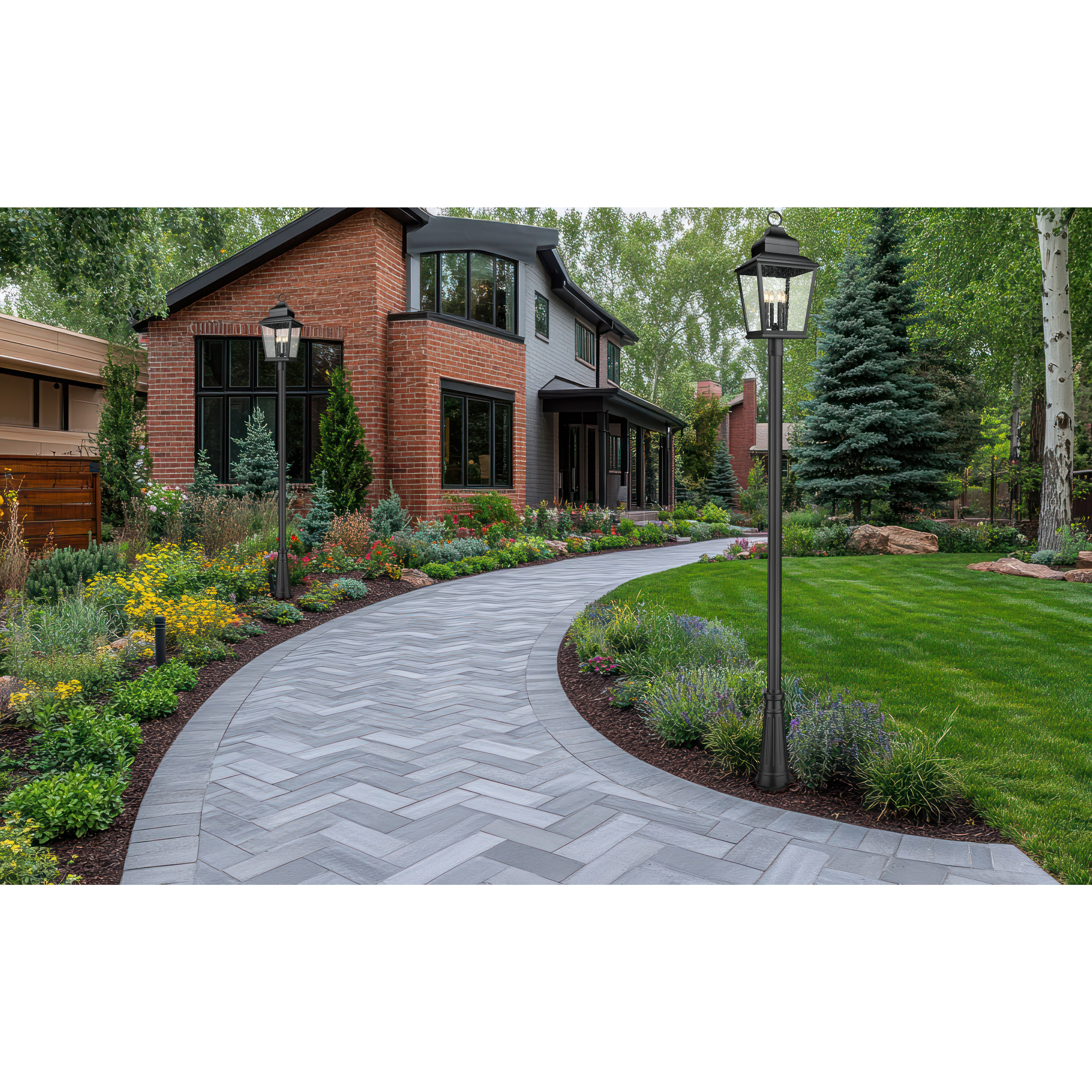 Raphael 4 Light 127 inch Sand Black Outdoor Post Mounted Fixture in Soft Sand Black