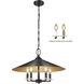 Rialto 5 Light 22 inch Matte Black Pendant Ceiling Light in Matte Black Outer,  Signature Rubbed Brass Inner