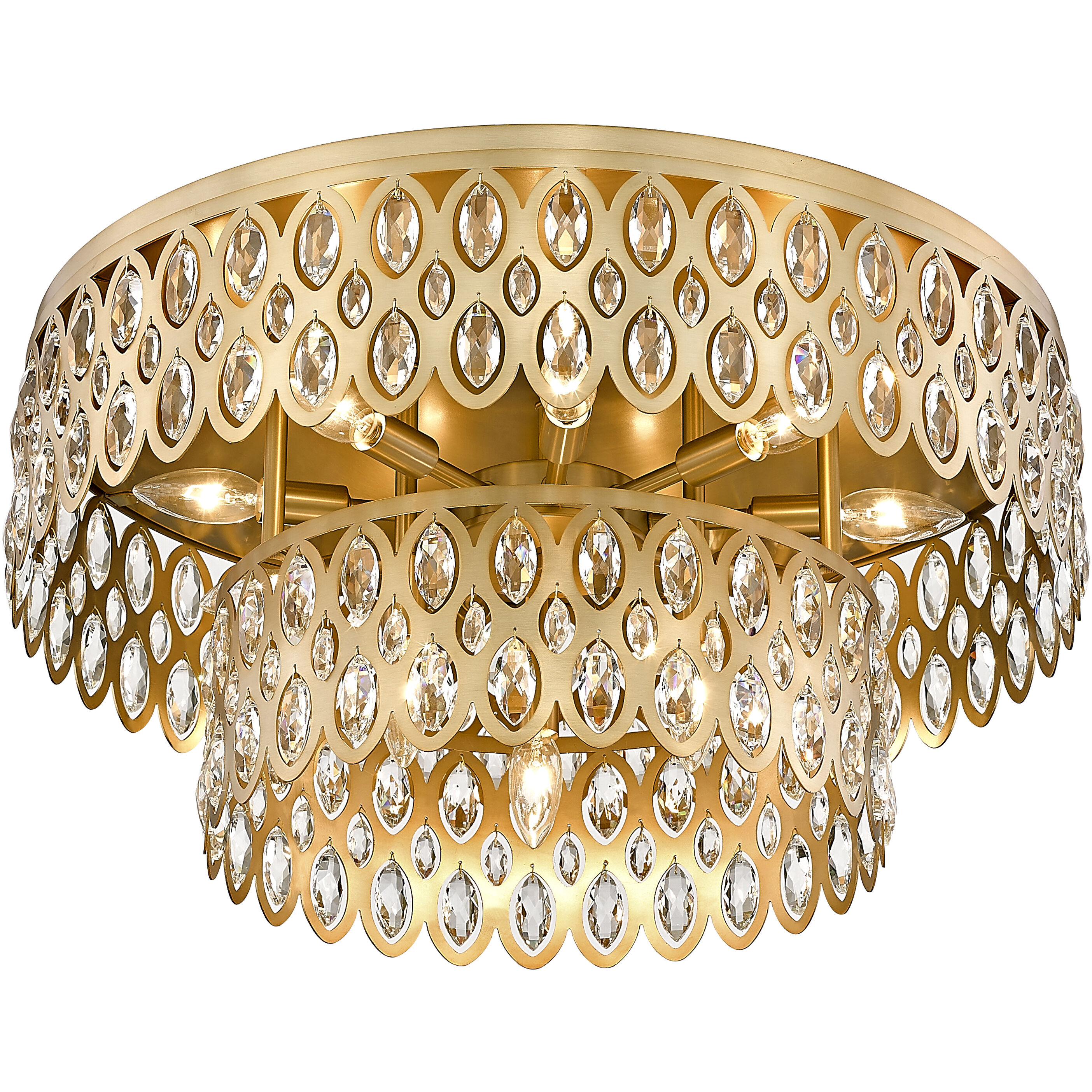 Dealey 12 Light 24 inch Heirloom Brass Flush Mount Ceiling Light