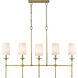 Emily 5 Light 51 inch Rubbed Brass Linear Chandelier Ceiling Light