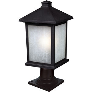 Holbrook 1 Light 21 inch Black Outdoor Pier Mounted Fixture in White Seedy Glass