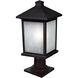 Holbrook 1 Light 21 inch Black Outdoor Pier Mounted Fixture in White Seedy Glass