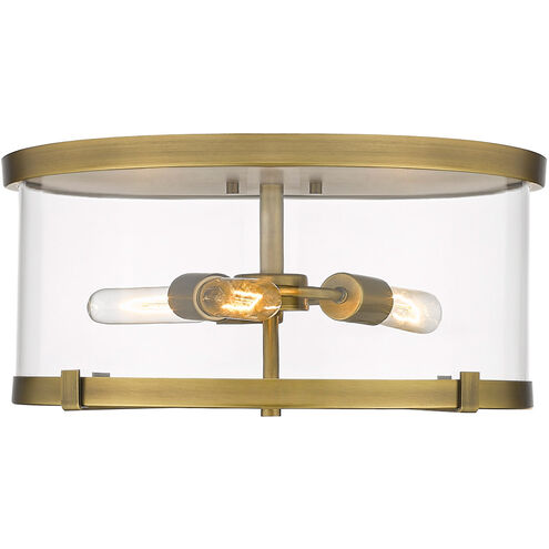 Callista 3 Light 17 inch Rubbed Brass Flush Mount Ceiling Light
