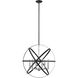 Cavallo 6 Light 24 inch Hammered Black and Chrome Chandelier Ceiling Light