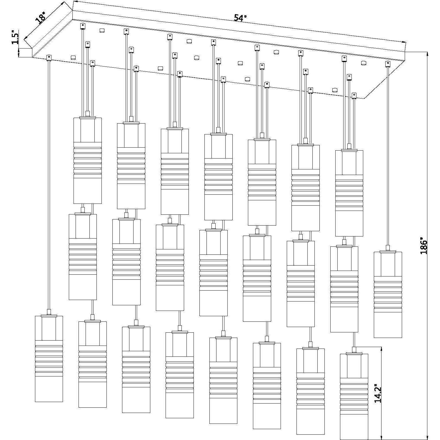 Alton 23 Light 54 inch Modern Gold Linear Chandelier Ceiling Light