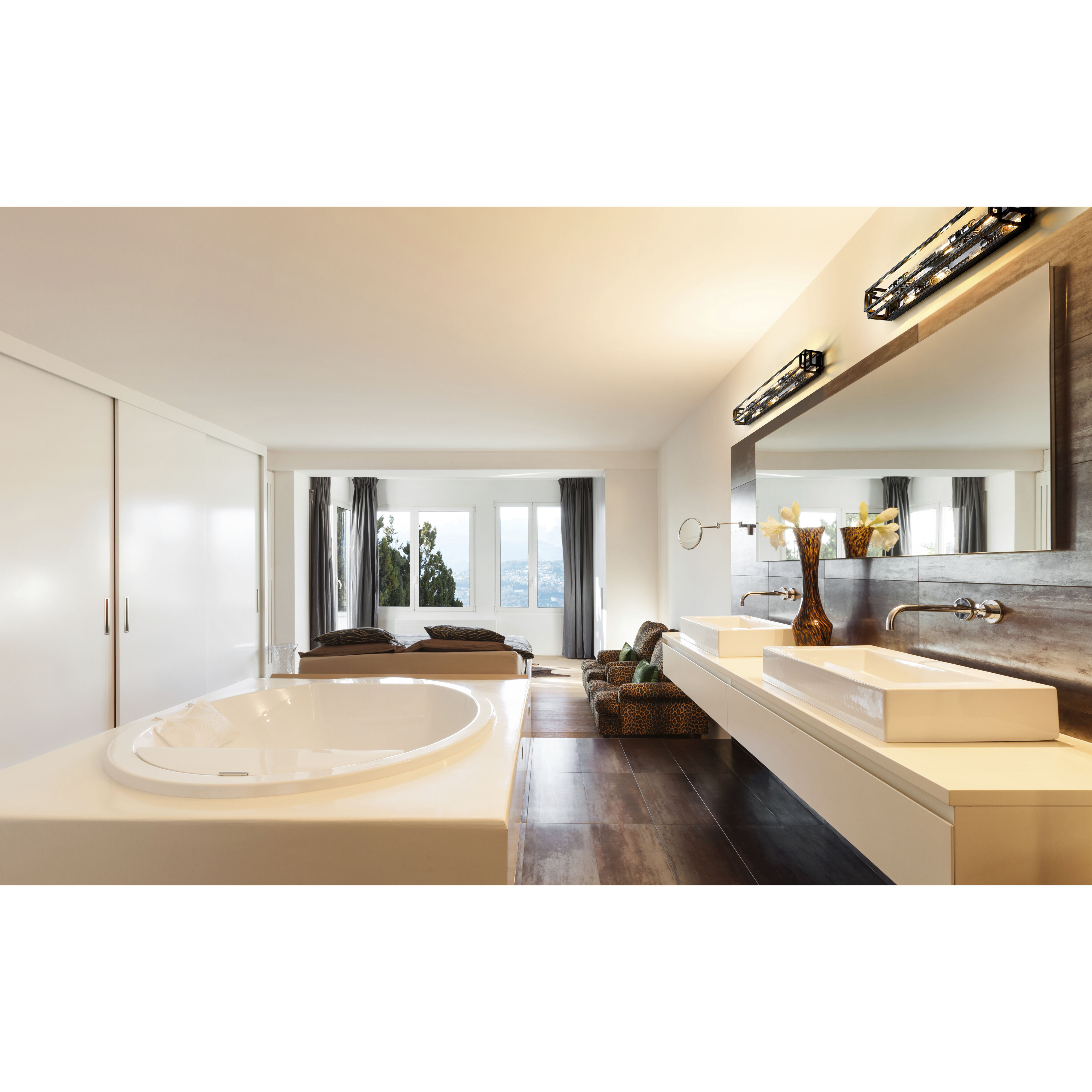 Titania 4 Light 40 inch Black and Brushed Nickel Vanity Wall Light