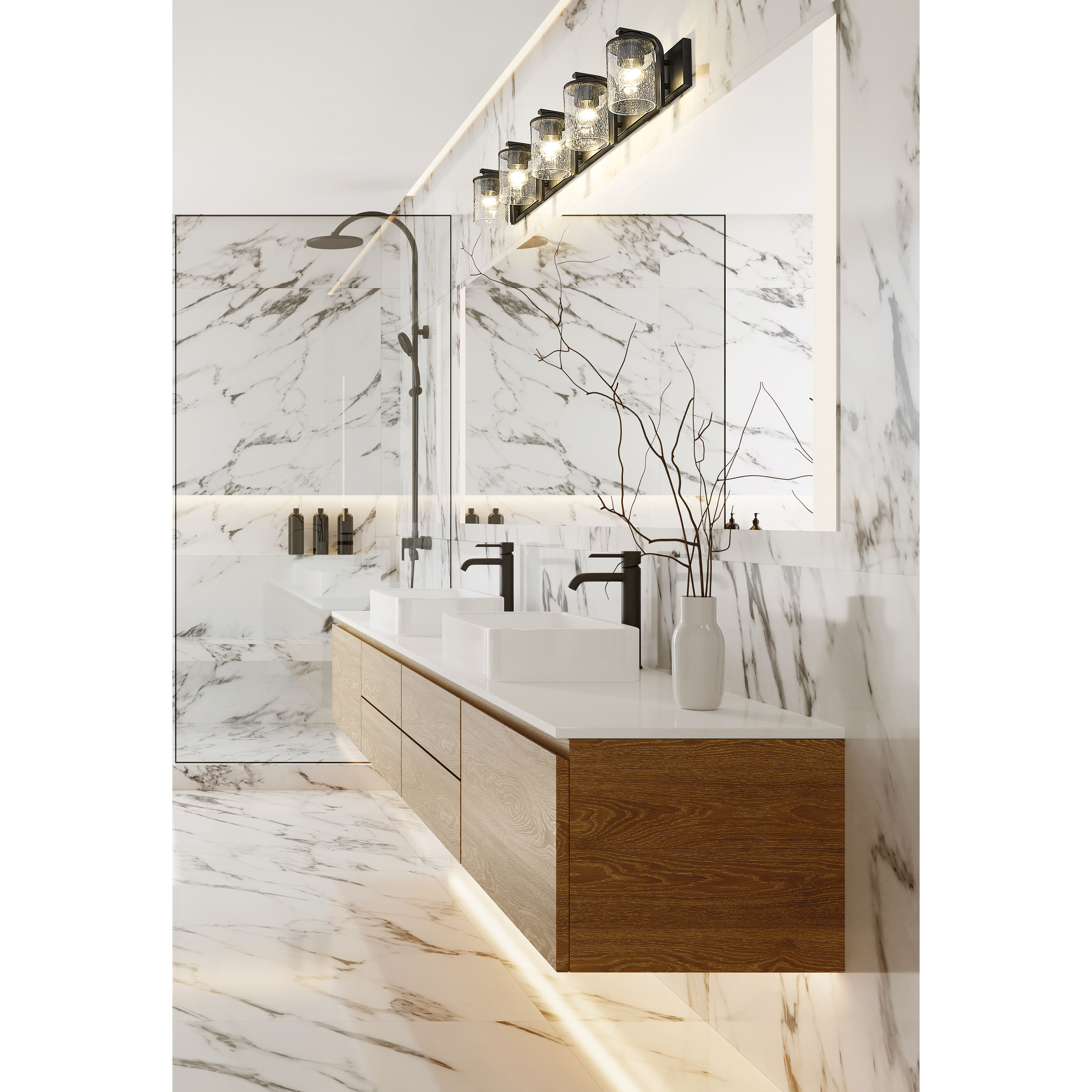 Beckett 5 Light 42 inch Matte Black Vanity Wall Light