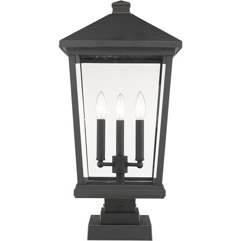Beacon 3 Light 24.75 inch Oil Rubbed Bronze Outdoor Pier Mounted Fixture in 15.5