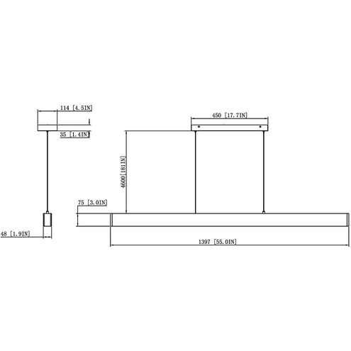 Hudson Linear Chandelier Ceiling Light in Matte Black