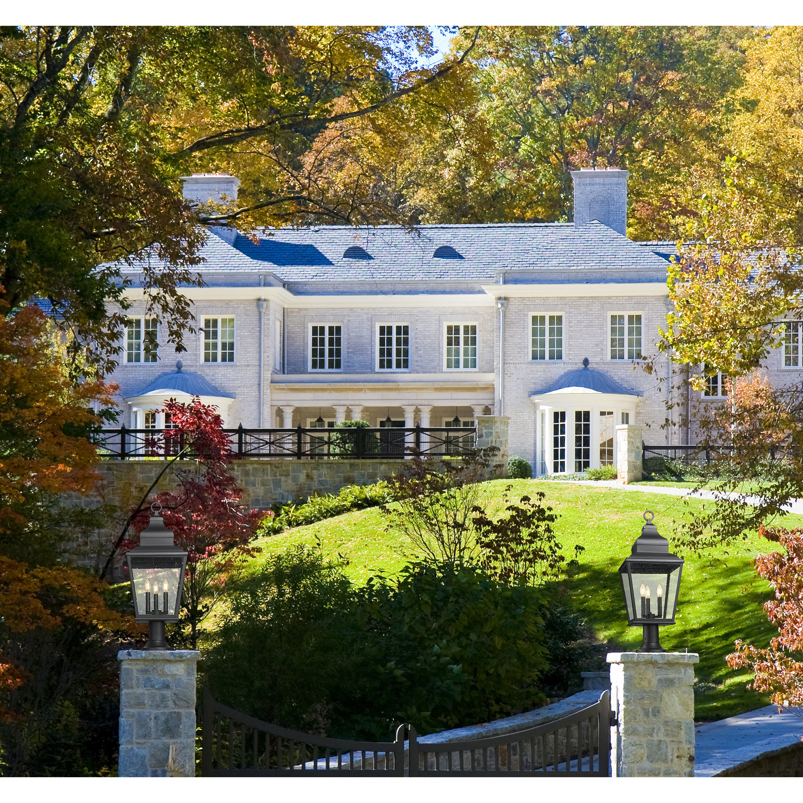 Raphael 3 Light 30 inch Sand Black Outdoor Pier Mounted Fixture in Soft Sand Black