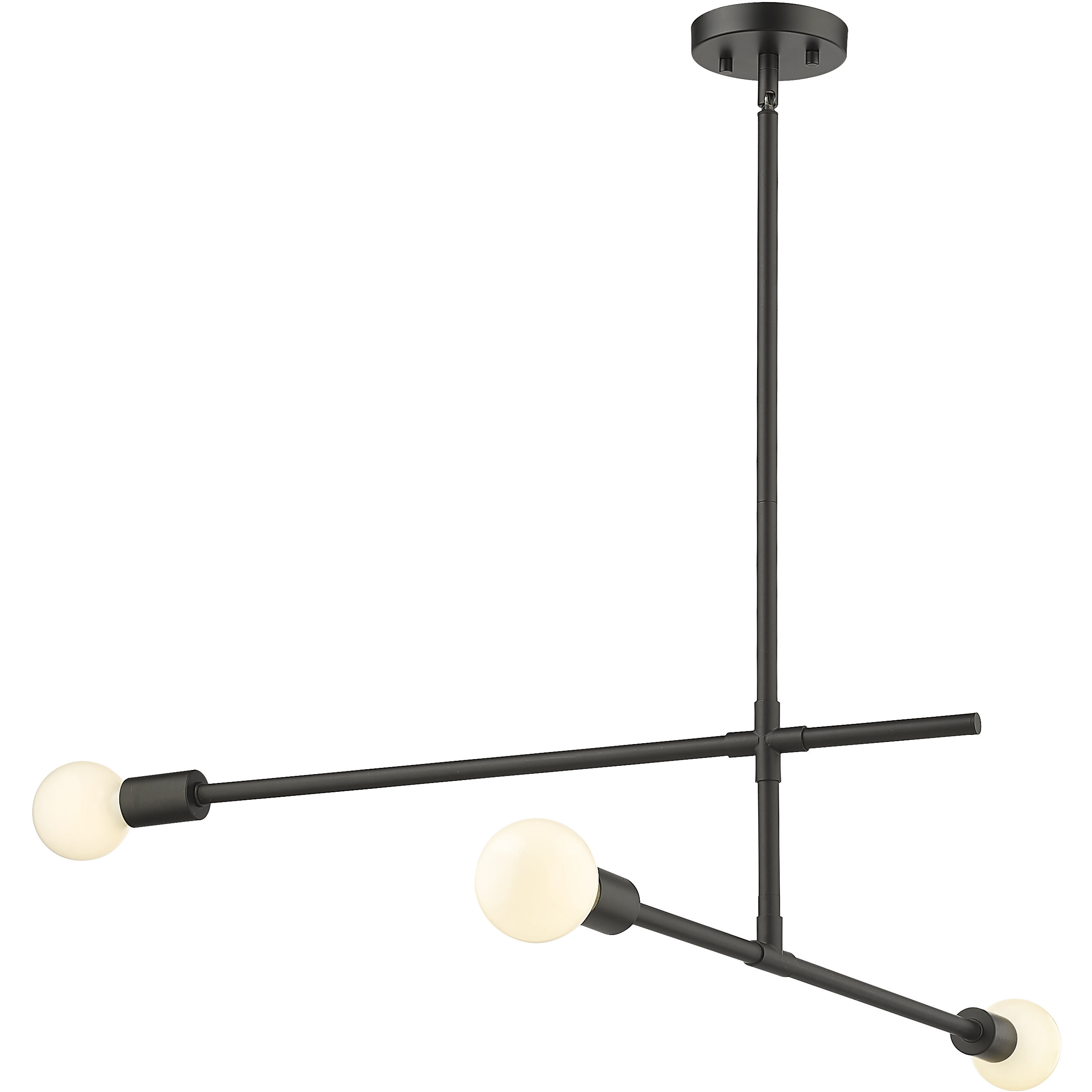 Modernist 3 Light 4.75 inch Matte Black Chandelier Ceiling Light