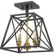 Trestle 3 Light 11 inch Matte Black and Olde Brass Semi Flush Mount Ceiling Light in 4