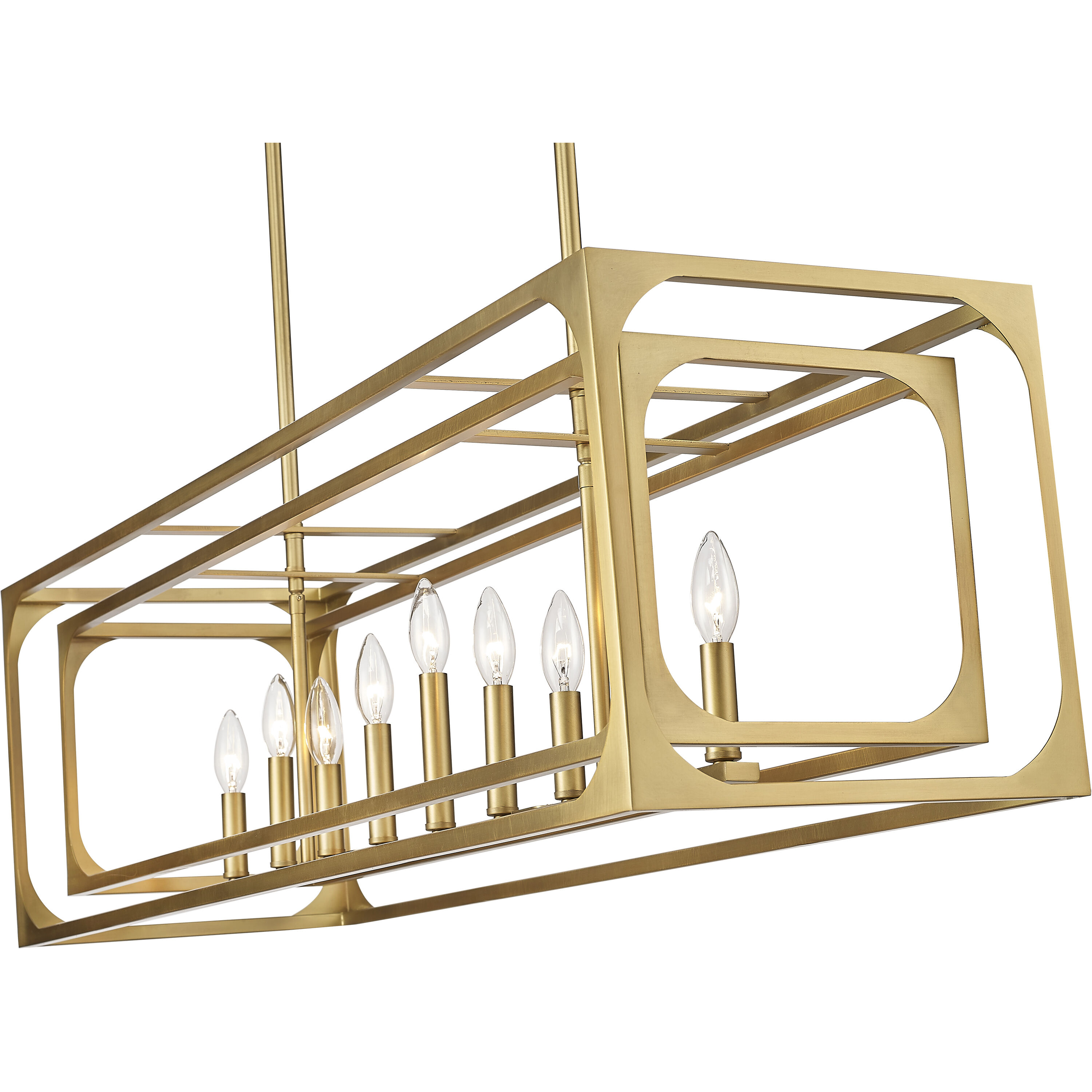 Easton 9 Light 44 inch Rubbed Brass Linear Chandelier Ceiling Light