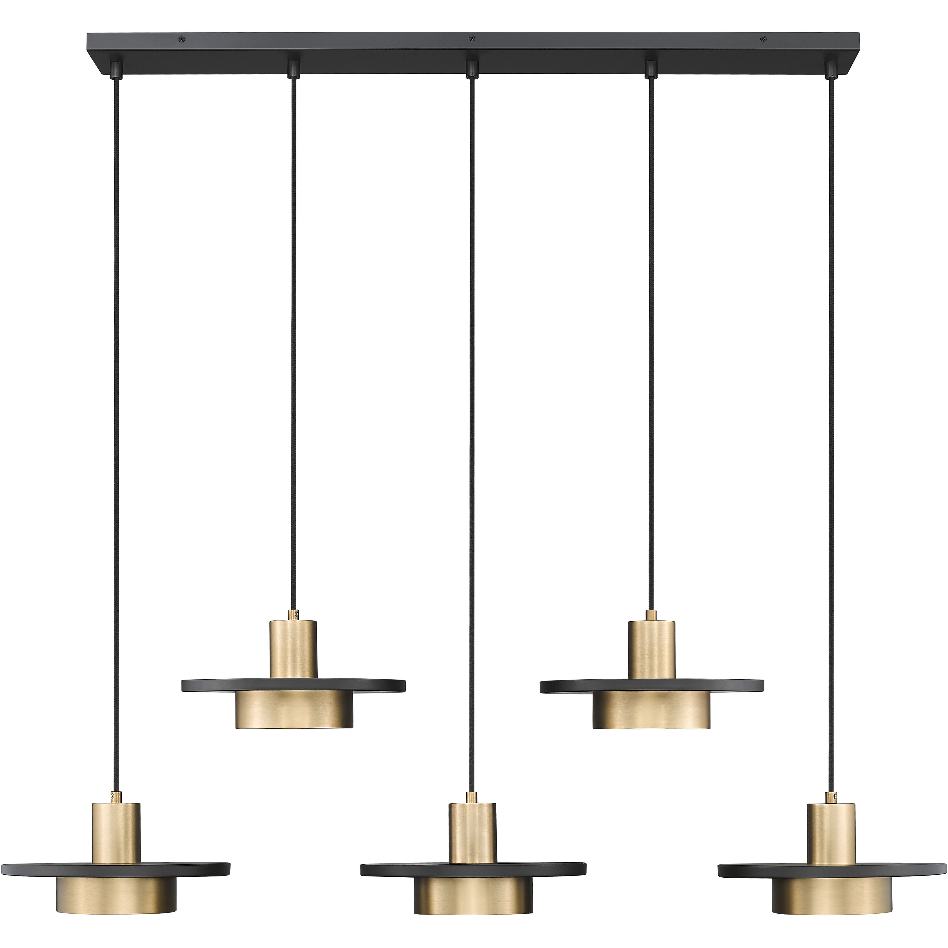 Ludo LED 51.5 inch Matte Black and Modern Gold Linear Chandelier Ceiling Light