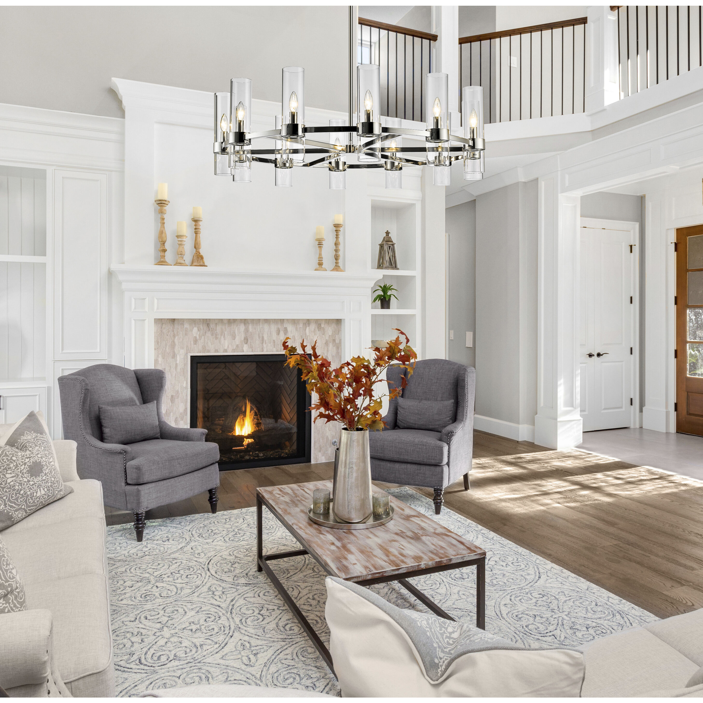 Datus 12 Light 43.5 inch Polished Nickel Chandelier Ceiling Light