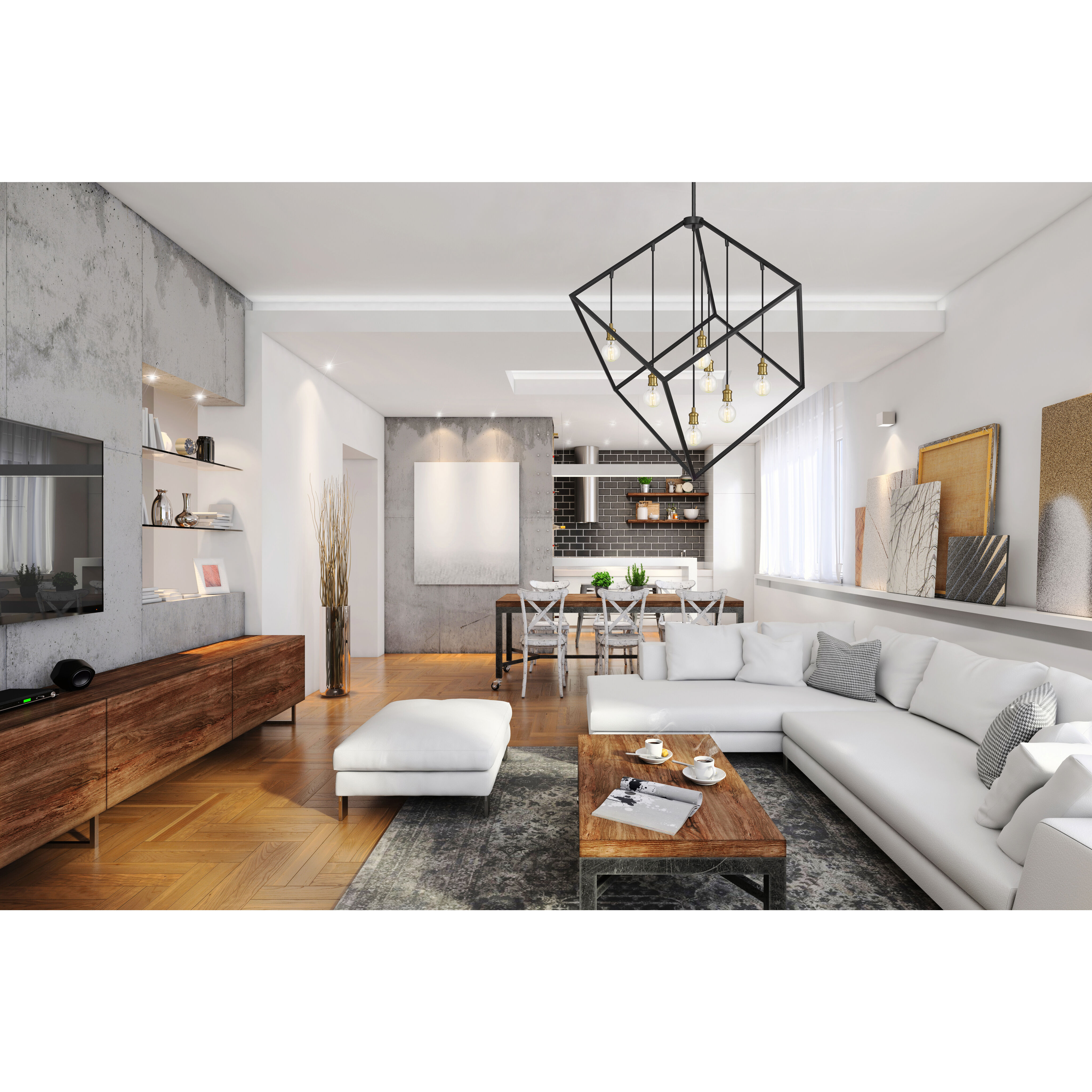 Vertical 7 Light 44 inch Bronze and Olde Brass Chandelier Ceiling Light