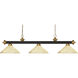 Riviera 3 Light 57 inch Bronze and Satin Gold Billiard Ceiling Light in 15.3, Angular Golden Mottle Glass
