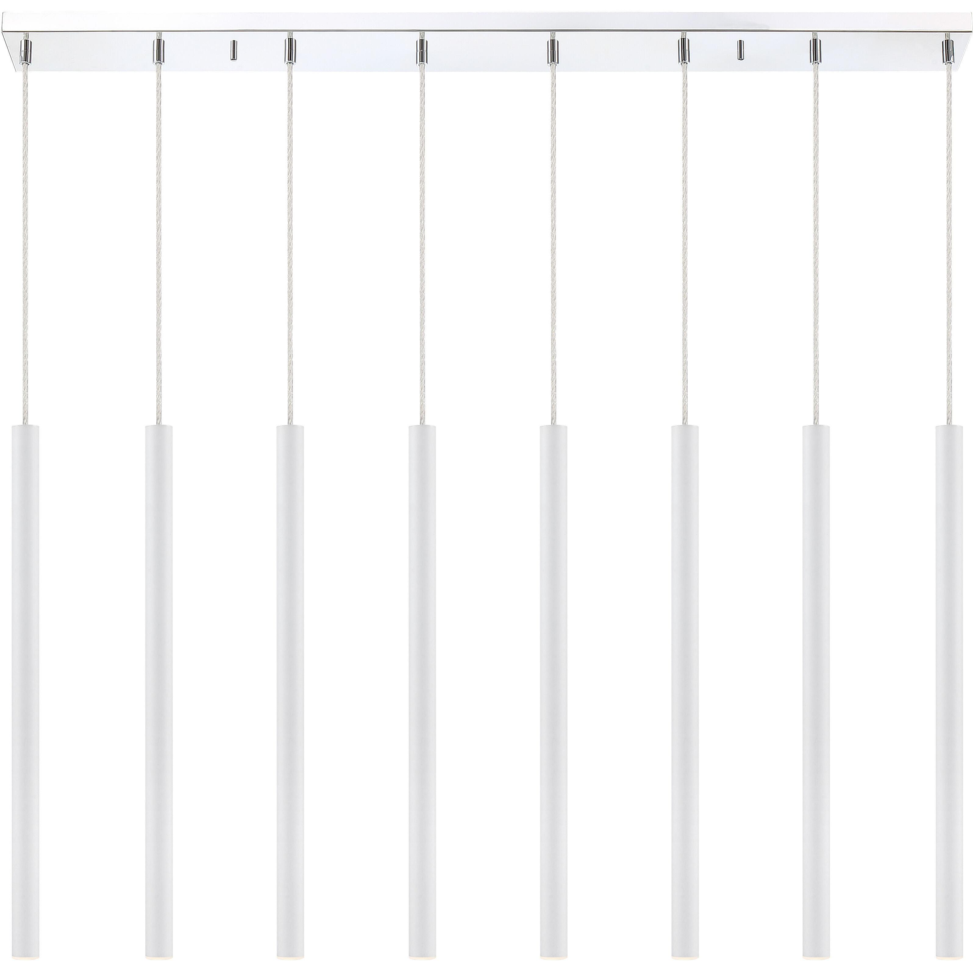 Forest LED 44.25 inch Chrome Linear Chandelier Ceiling Light in 8, 30, Matte White Steel