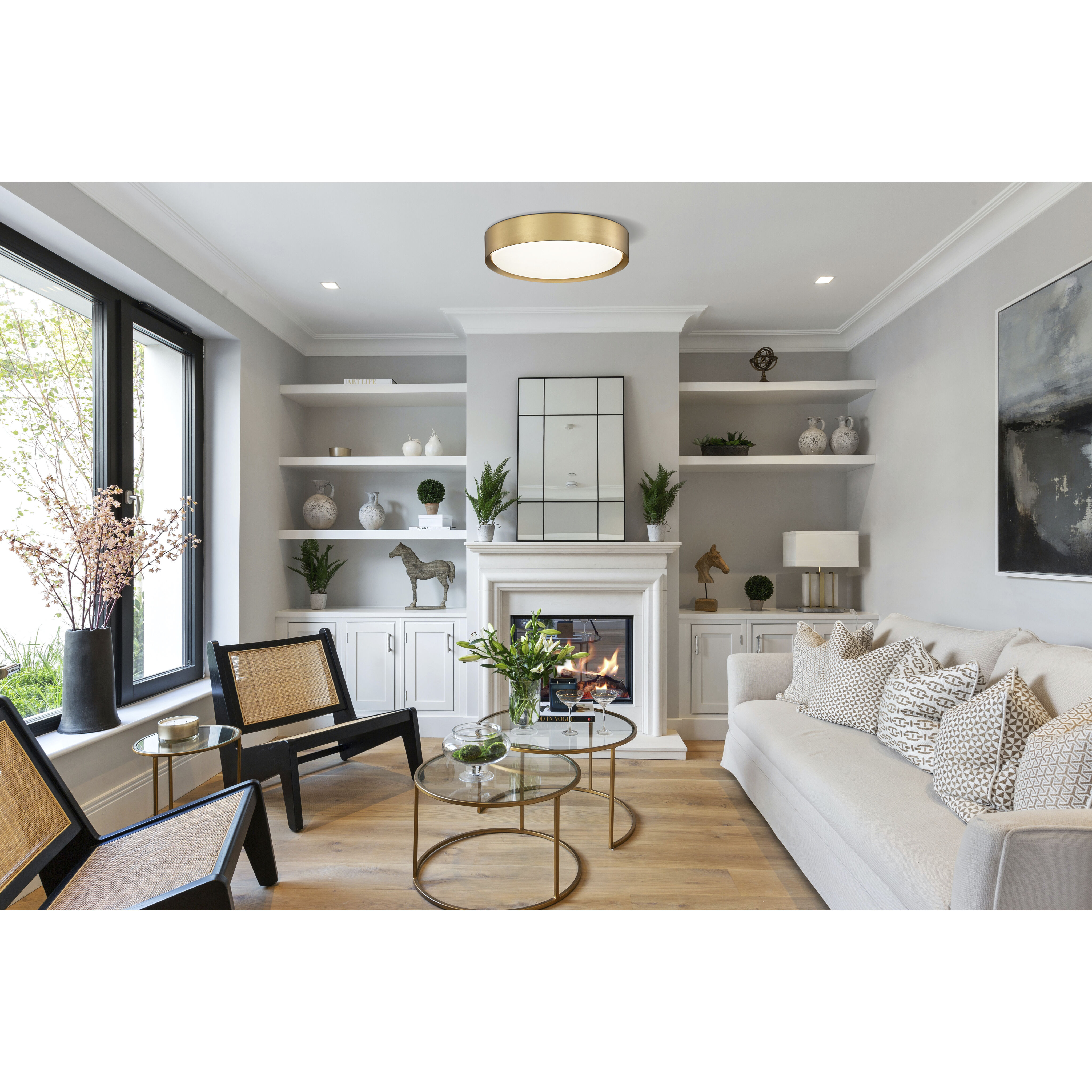 Kawan LED 16 inch Modern Gold Flush Mount Ceiling Light