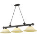 Cordon 3 Light 58 inch Bronze Billiard Ceiling Light in Golden Mottle Glass