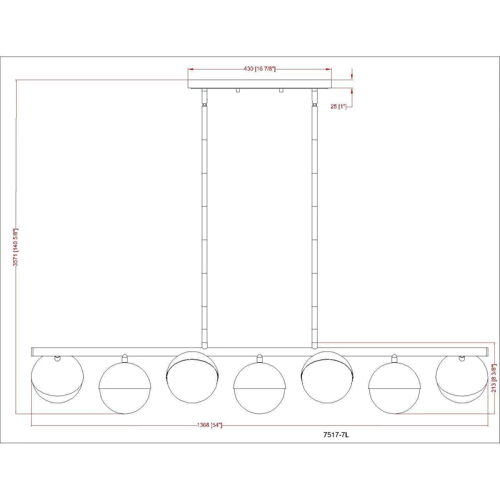 Realm Sphere Linear Chandelier Ceiling Light in Brushed Nickel