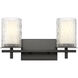 Grayson 2 Light 16 inch Matte Black Vanity Wall Light