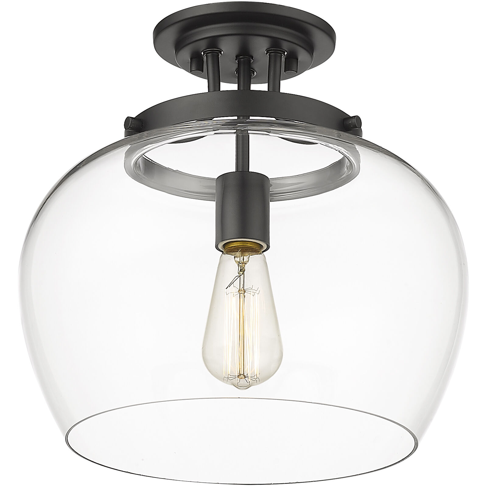 Joliet 1 Light 13 inch Matte Black Semi Flush Mount Ceiling Light