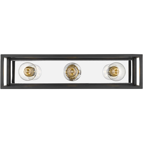 Kube 3 Light 23.5 inch Matte Black and Chrome Vanity Wall Light