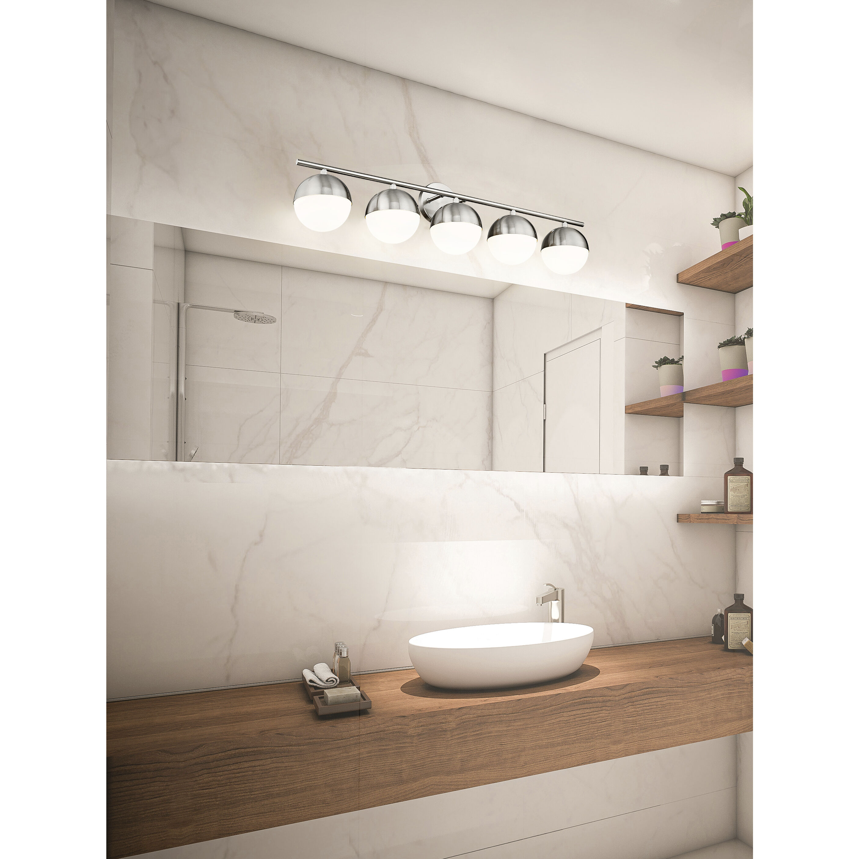 Realm Sphere 5 Light 40 inch Brushed Nickel Bath Vanity Wall Light