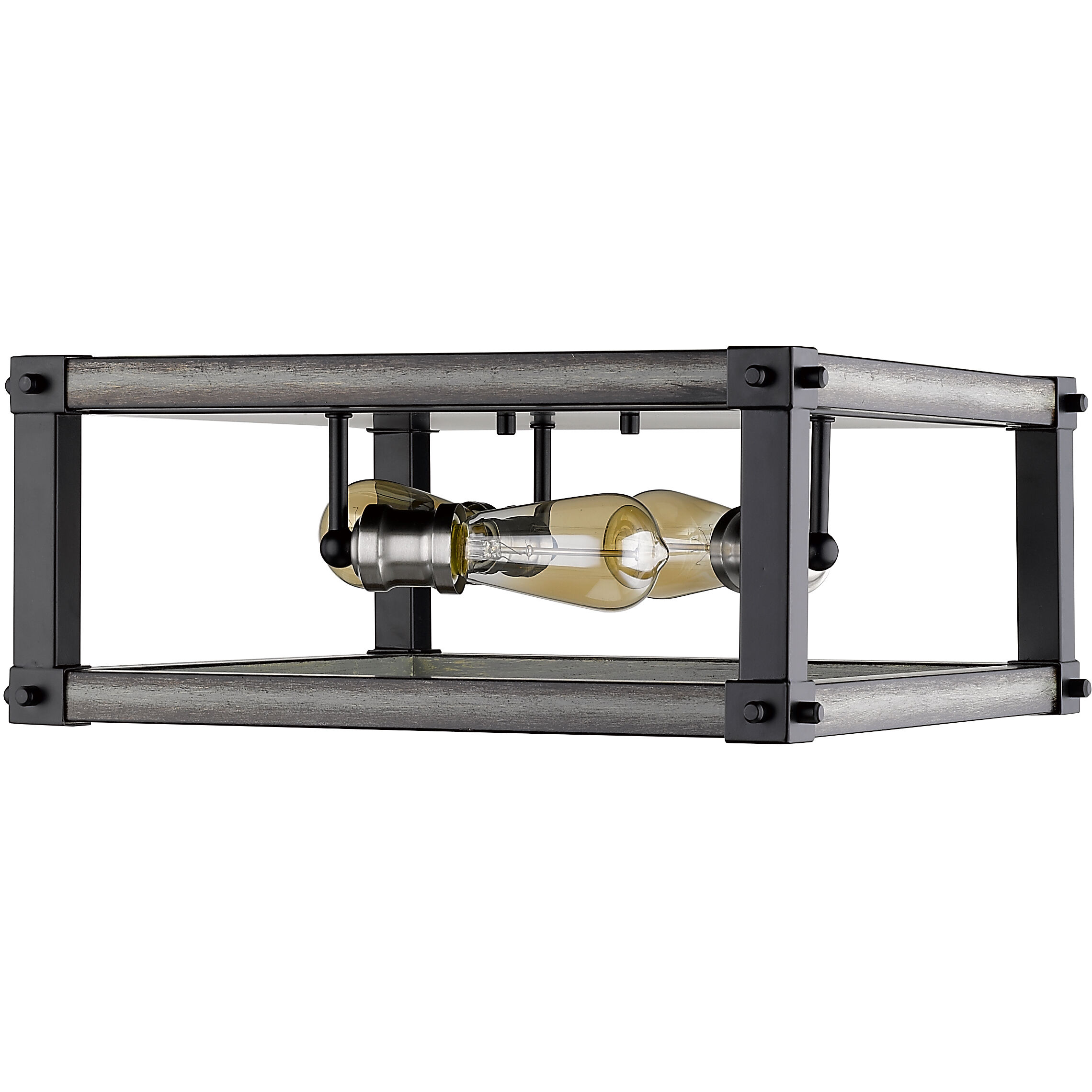 Kirkland 3 Light 16.25 inch Ashen Barnboard Flush Mount Ceiling Light