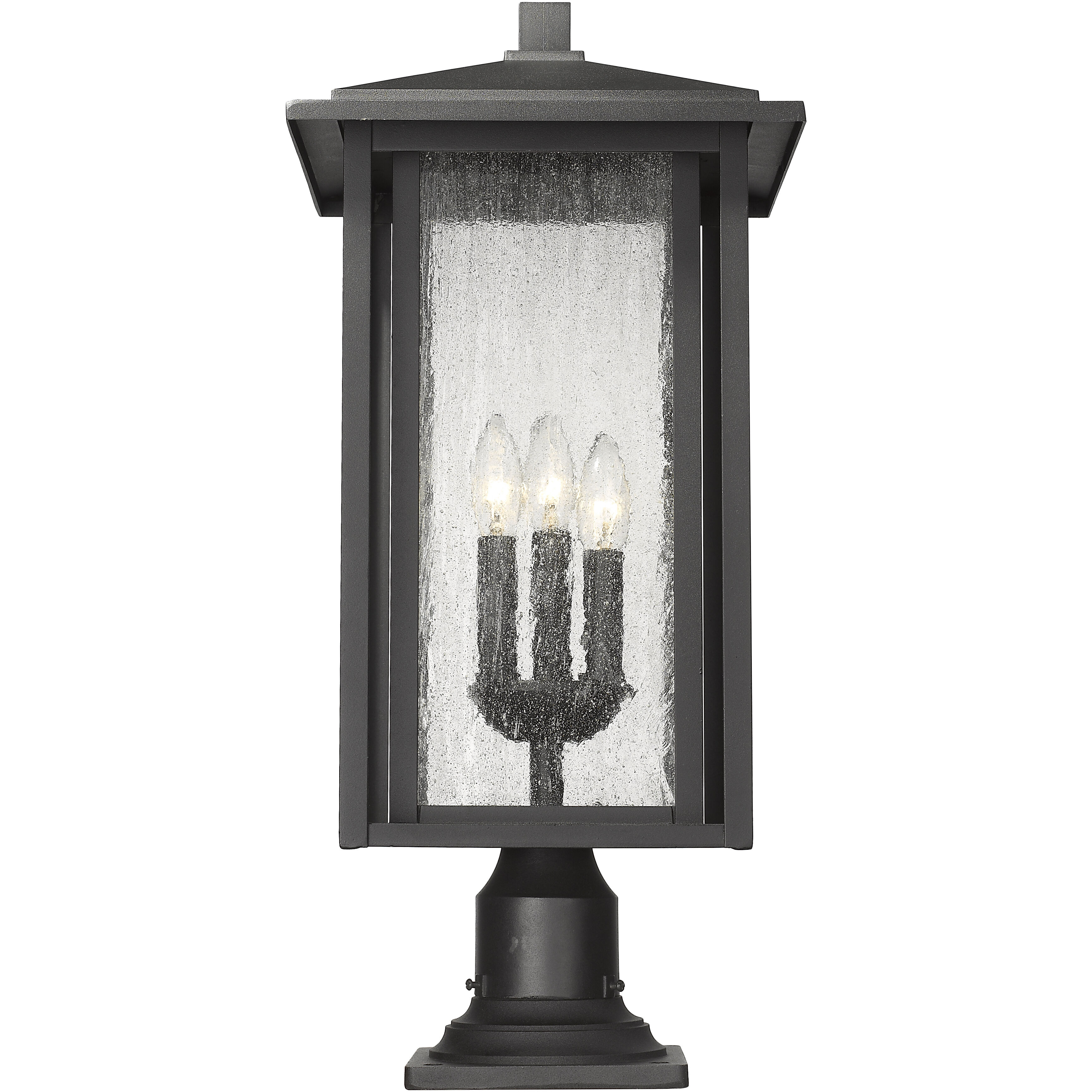 Aspen 3 Light 24.5 inch Black Outdoor Pier Mounted Fixture