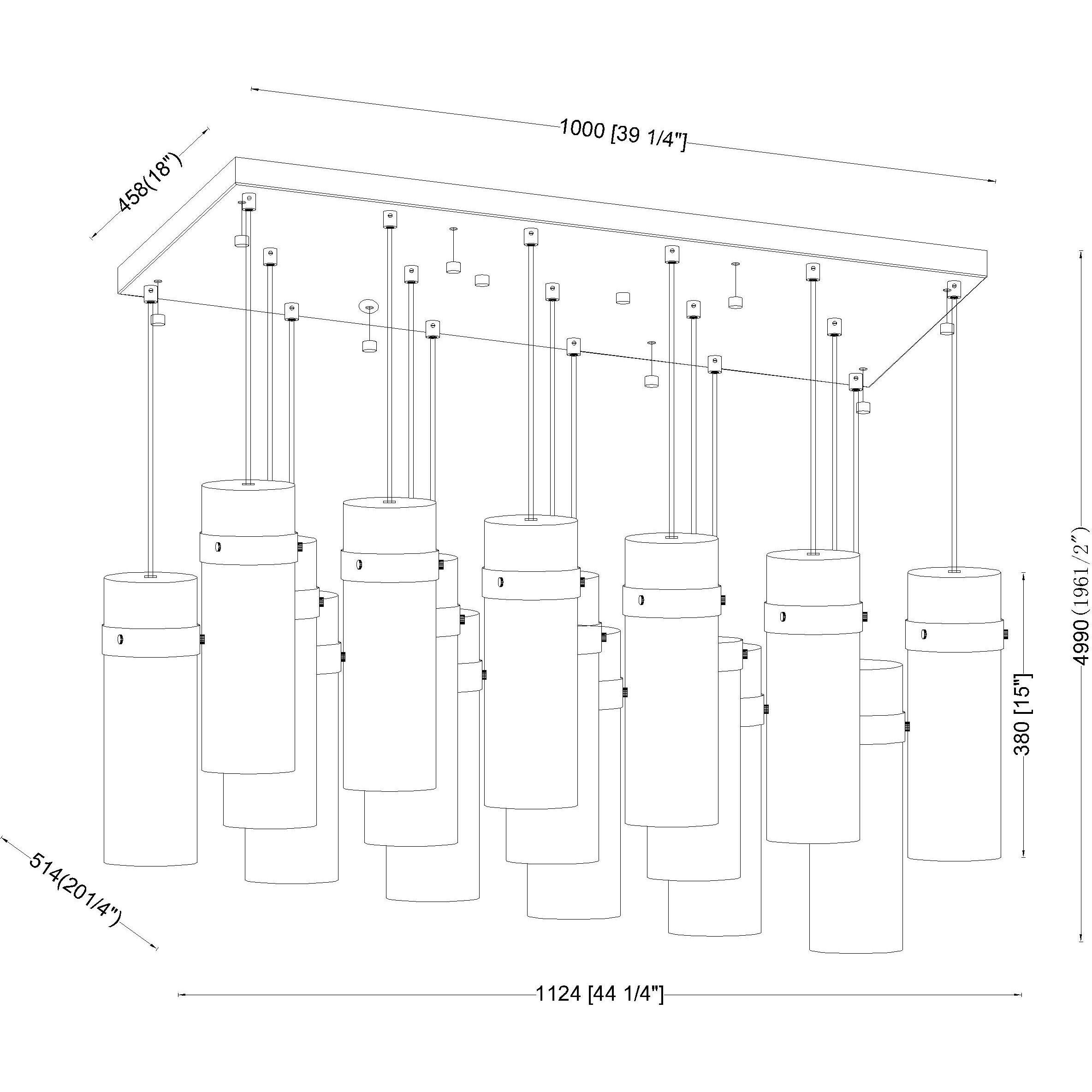 Fontaine Linear Chandelier Ceiling Light in Brushed Nickel