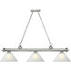 Cordon 3 Light 57.25 inch Brushed Nickel Billiard Ceiling Light in White Linen Glass