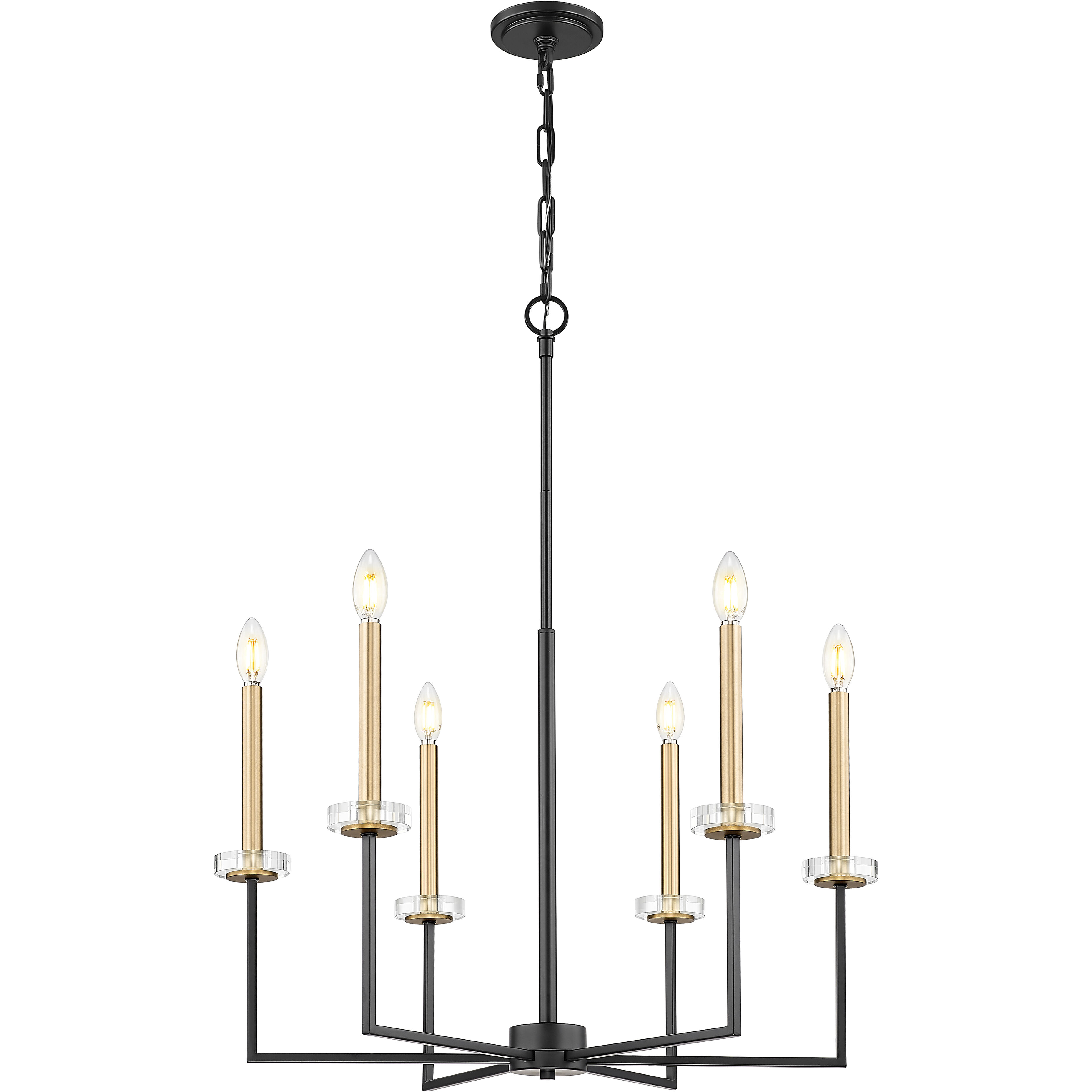 Gaultier 6 Light 27.25 inch Matte Black and Mondern Gold Chandelier Ceiling Light in Matte Black and Modern Gold