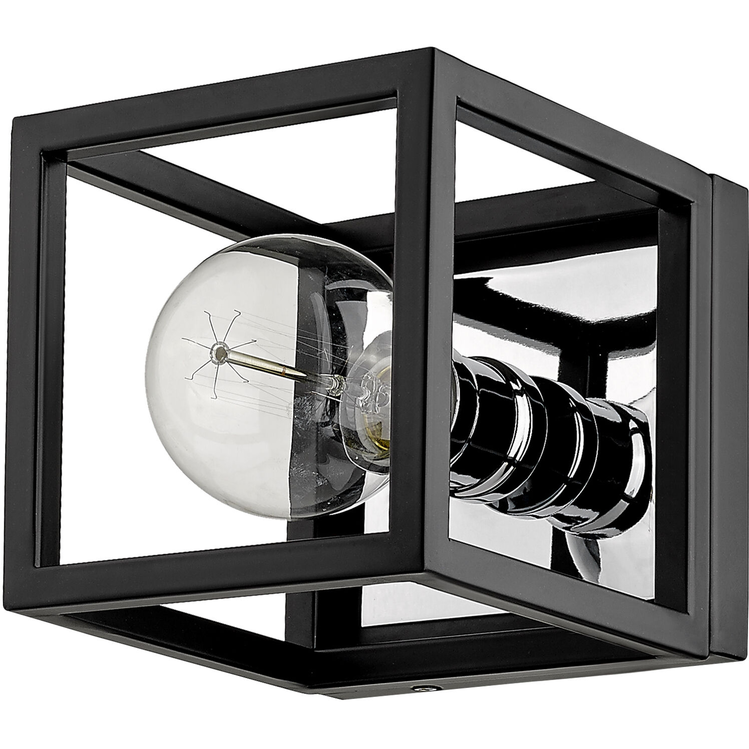 Kube 1 Light 5.75 inch Matte Black and Chrome Wall Sconce Wall Light