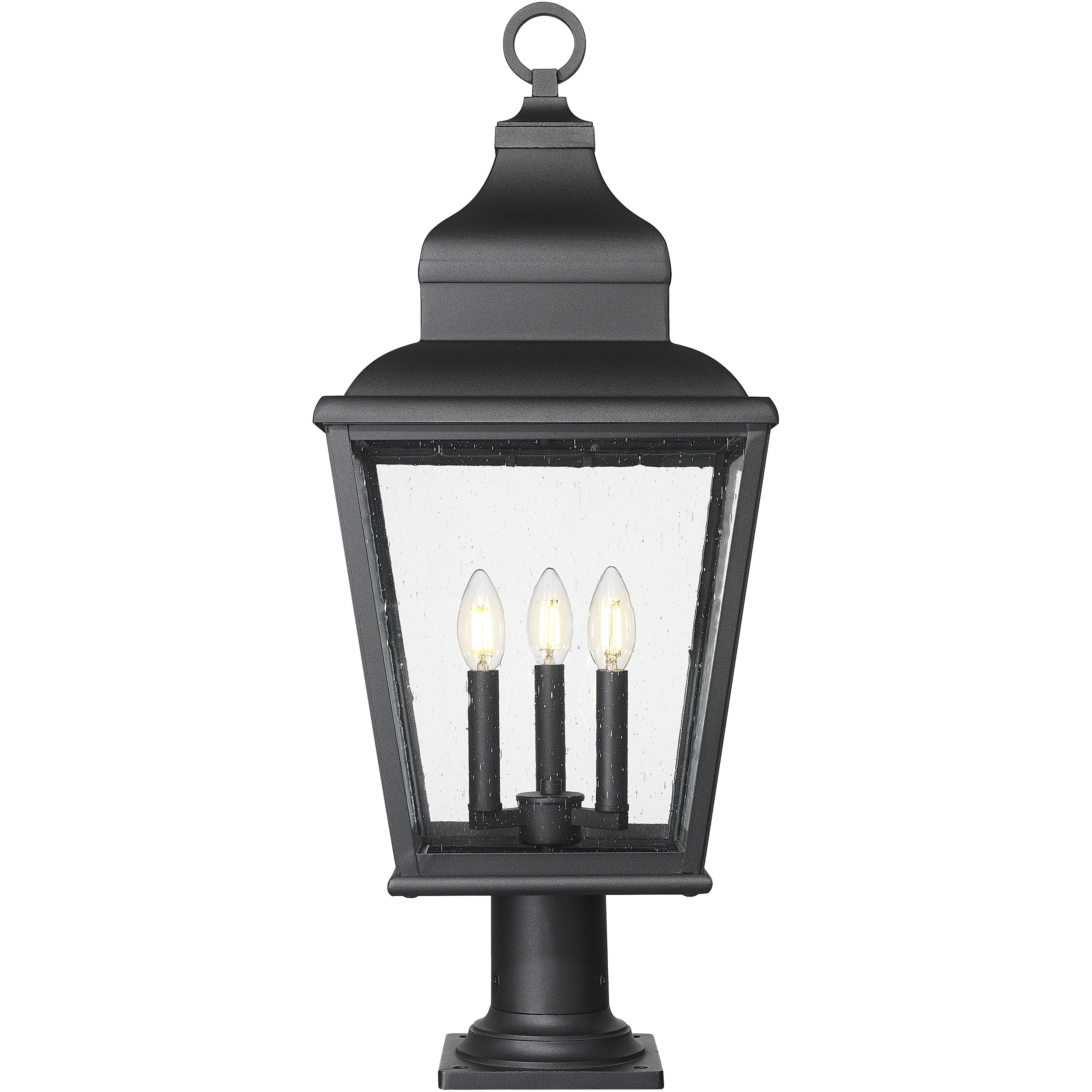 Raphael 3 Light 30 inch Sand Black Outdoor Pier Mounted Fixture in Soft Sand Black