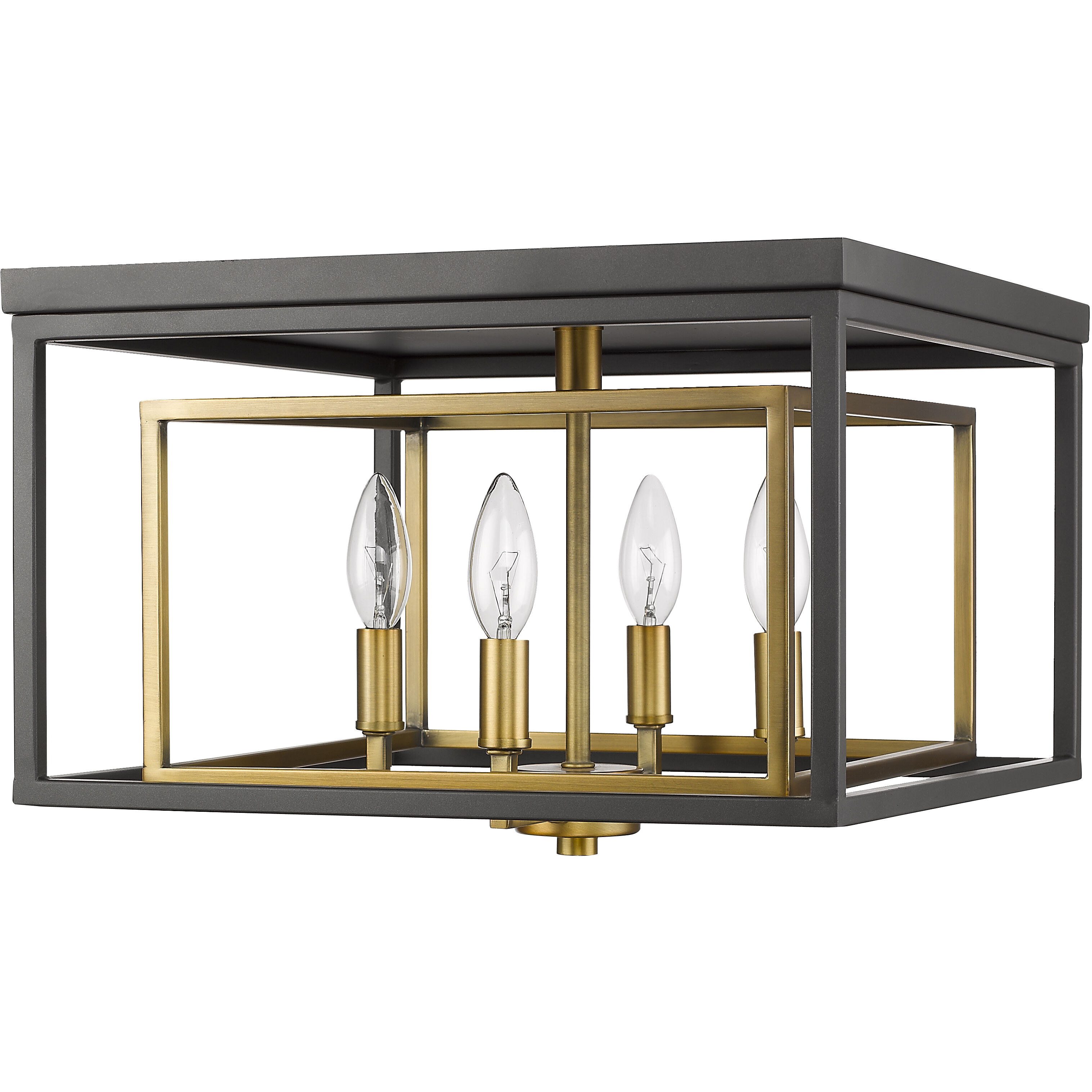 Euclid 4 Light 15 inch Olde Brass and Bronze Flush Mount Ceiling Light