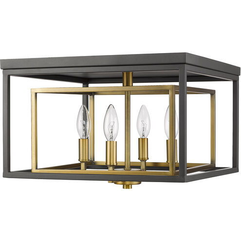 Euclid 4 Light 15 inch Olde Brass and Bronze Flush Mount Ceiling Light
