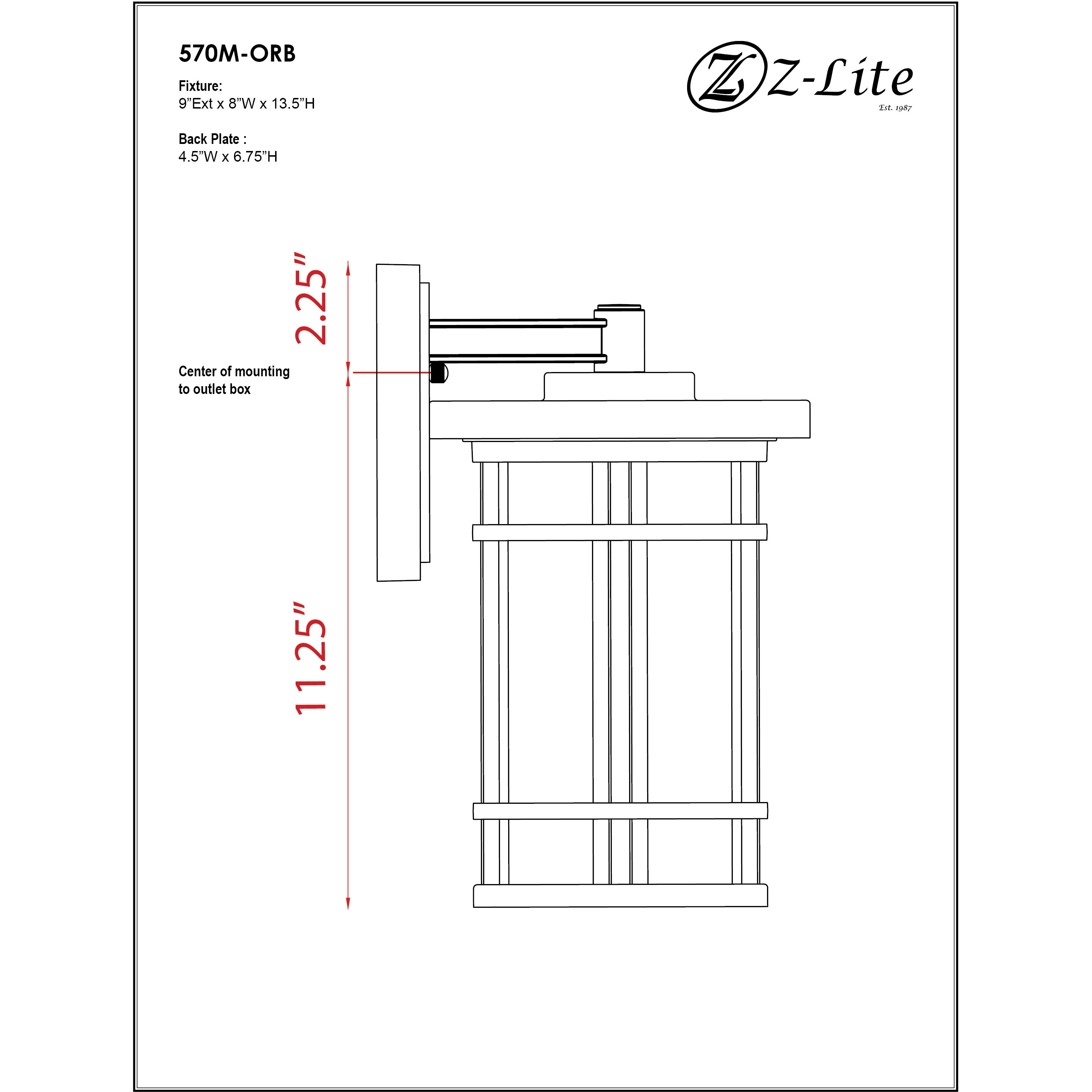 Jordan 1 Light 13.5 inch Oil Rubbed Bronze Outdoor Wall Light