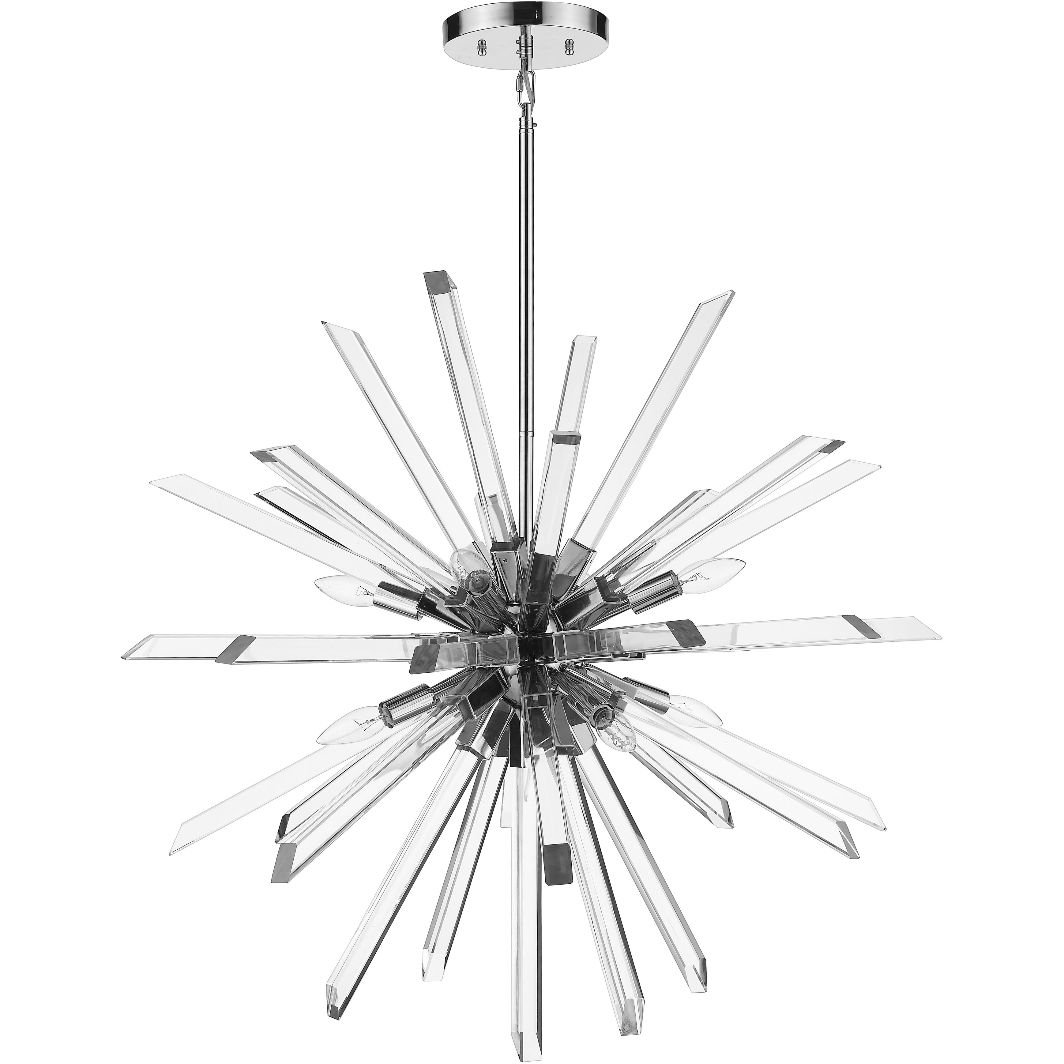 Burst 8 Light 33.25 inch Chrome Chandelier Ceiling Light in 56
