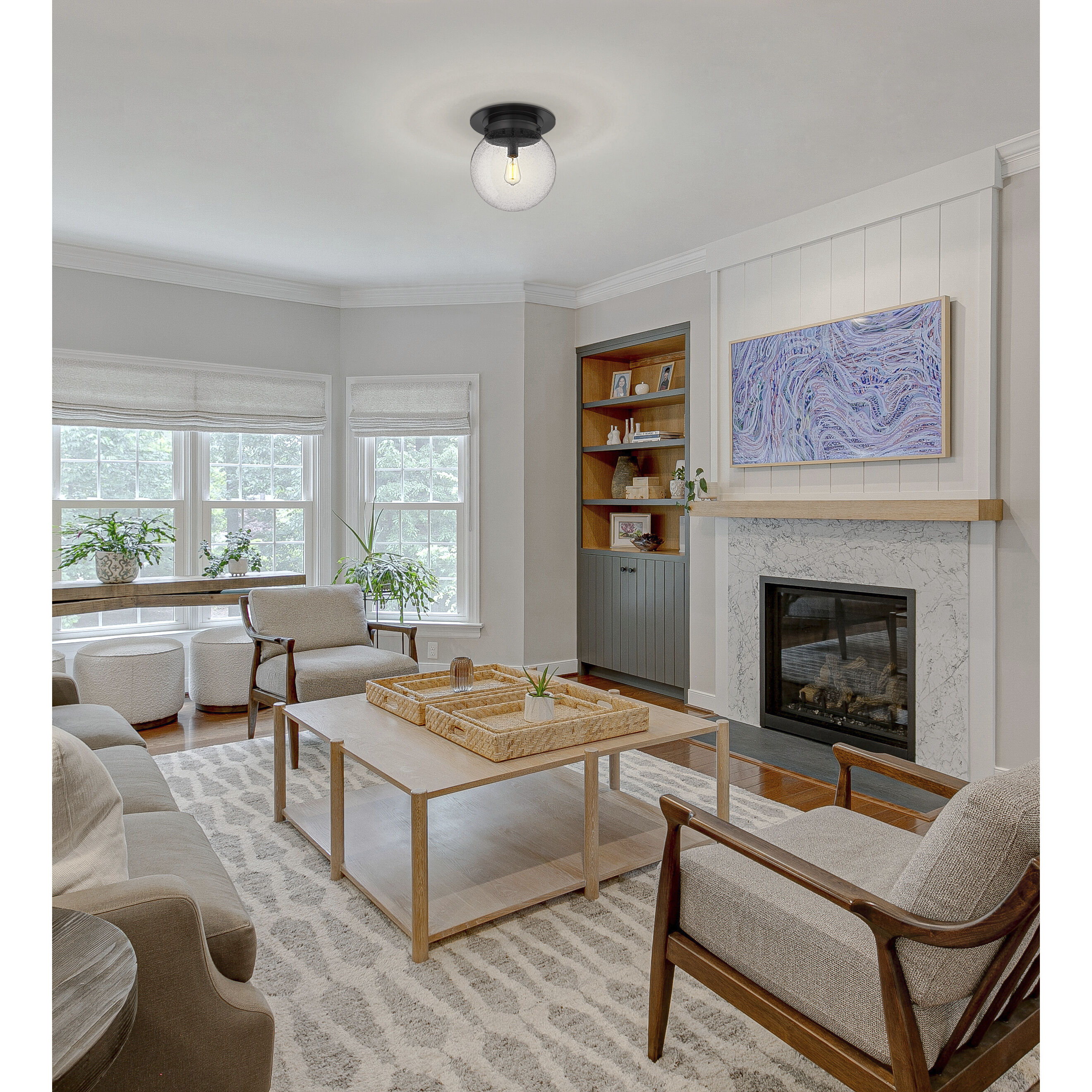 Calhoun 1 Light 13 inch Matte Black Flush Mount Ceiling Light