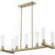 Beau Linear Chandelier Ceiling Light in Rubbed Brass