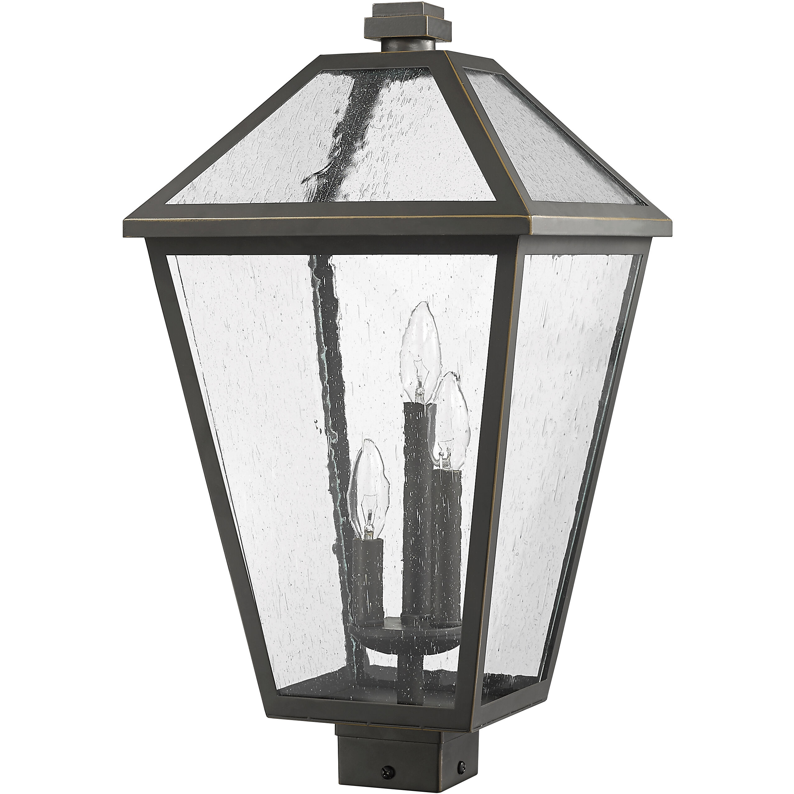 Talbot 3 Light 22.25 inch Oil Rubbed Bronze Outdoor Post Mount Fixture in Seedy Glass