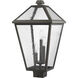 Talbot 3 Light 22.25 inch Oil Rubbed Bronze Outdoor Post Mount Fixture in Seedy Glass
