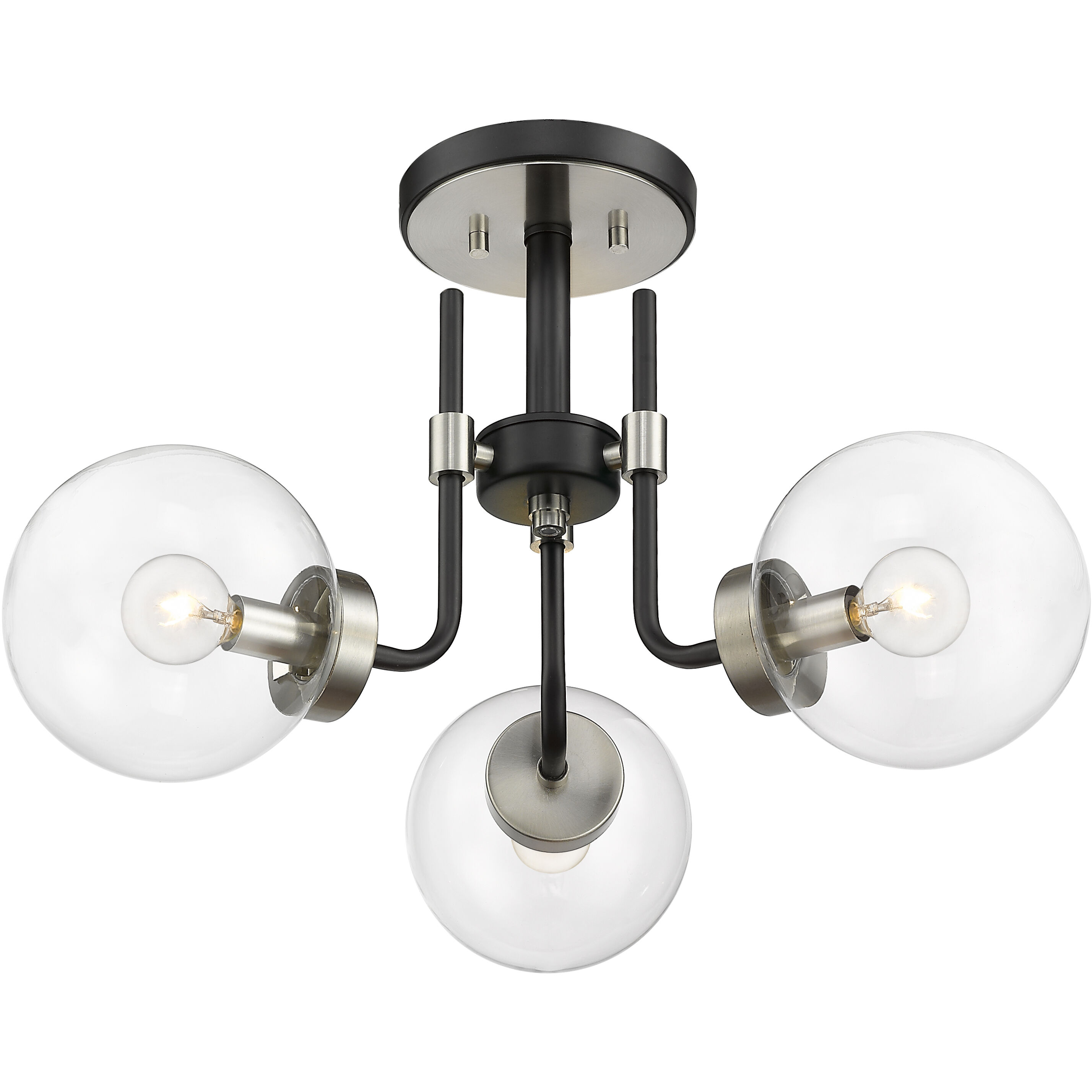 Parsons 3 Light 22 inch Matte Black and Brushed Nickel Semi Flush Mount Ceiling Light